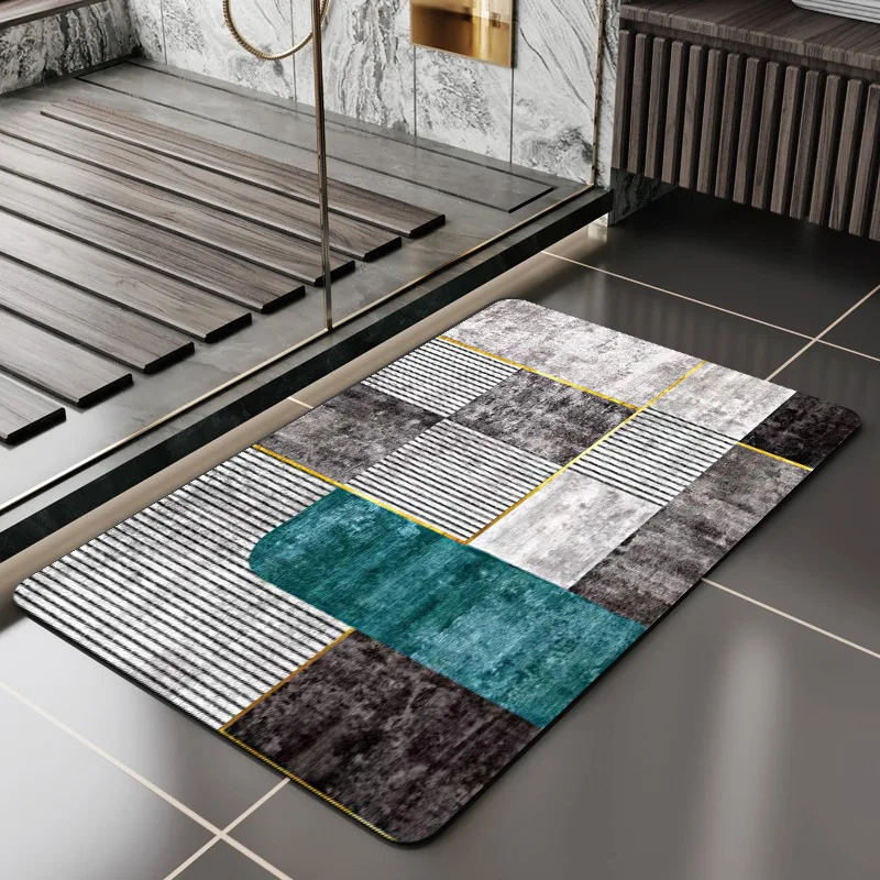 Bathroom Mat Diatomite Quick Dry Luxury Floor Bath Mat Absorbent Non-slip Rubber Bottom Entrance Mat Hallway Rug