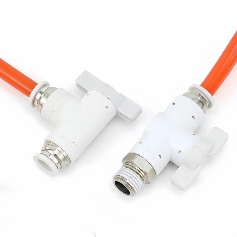 Handle Ball Valve Air Pneumatic Fitting Push in To Connect 4/6/8/10/12/14/16mm Tube M5 1/8