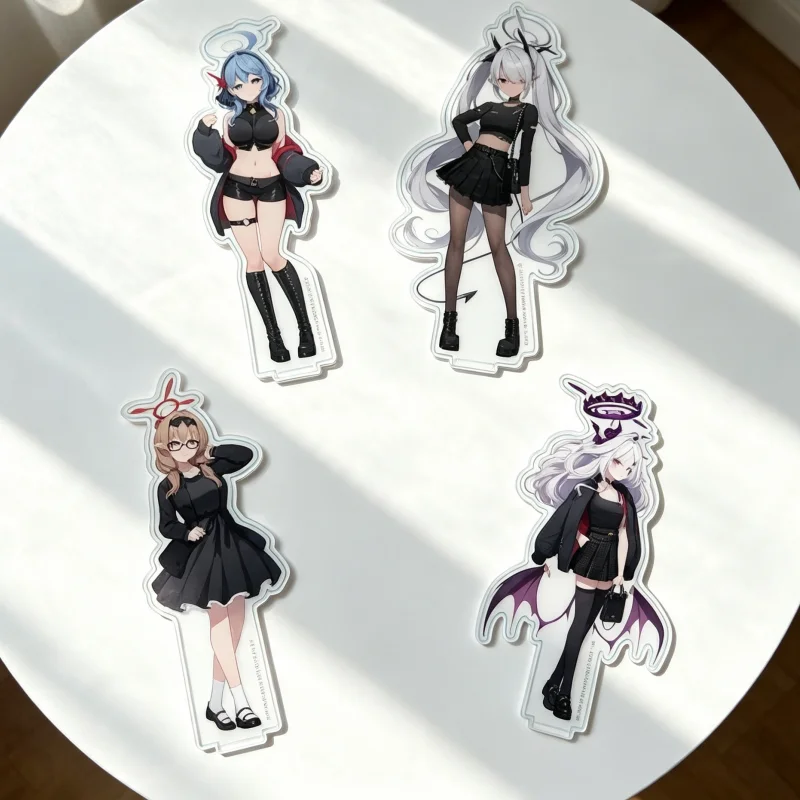 Anime Blue Archive Black Military Ver Sorasaki Hina Ako Amau Acrylic Stand Model Plate Keychains Desktop Ornament