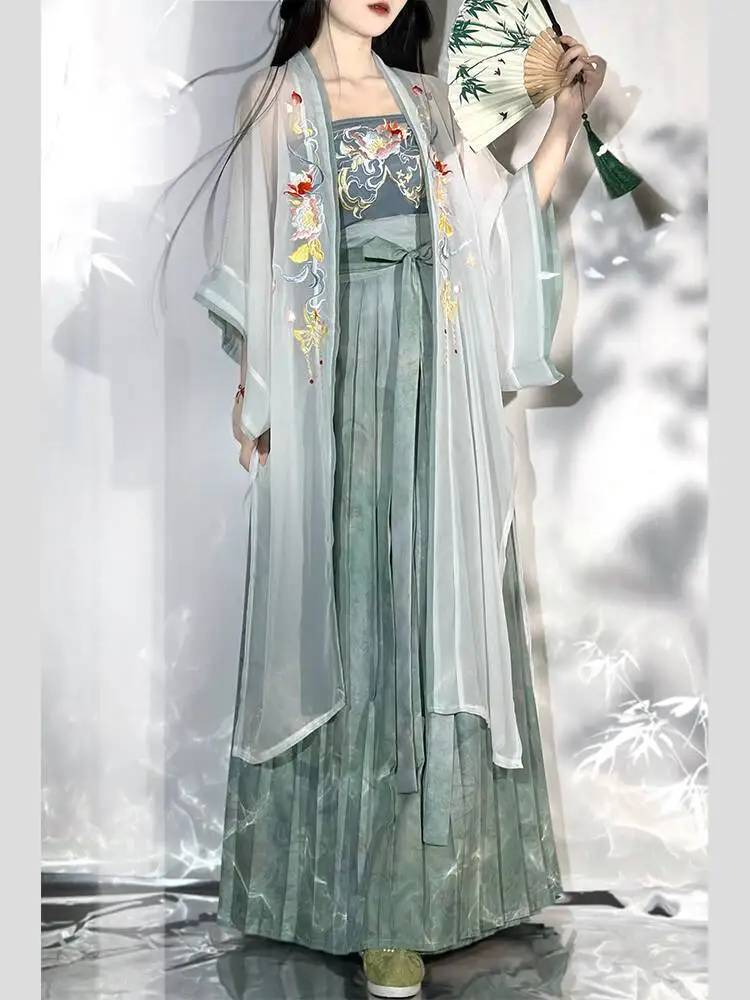 

New Hanfu Women Song System Improve Daily Sleeved Over-dress Chinese Traditional Dress Embroidery Printing Halloween Cos Cosplay