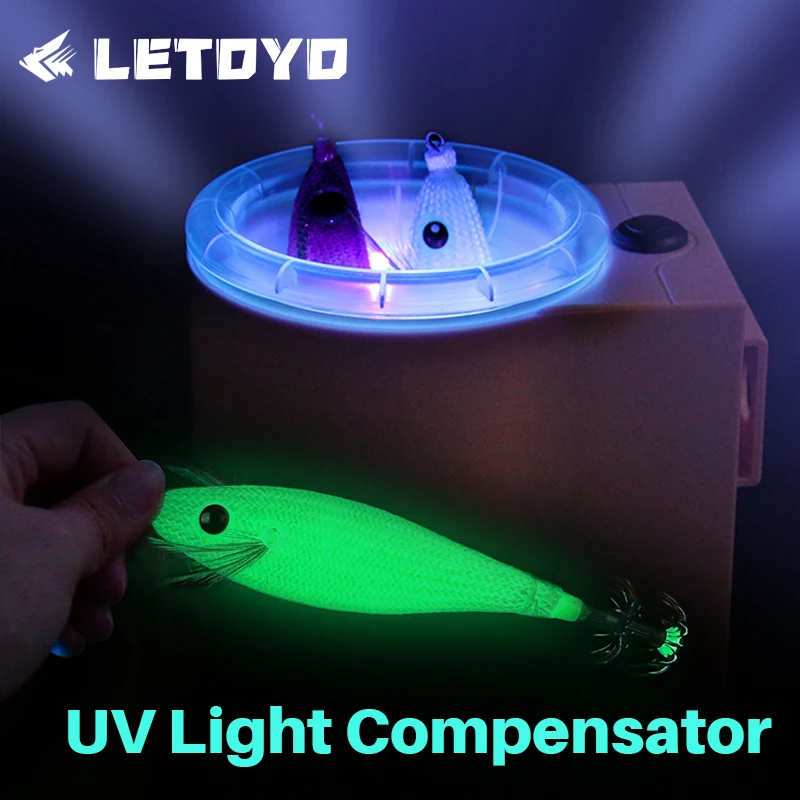 LETOYO-Plantilla de calamar UV, acumulador de luz de relleno para señuelo de calamar, accesorios de pesca marina, cargador de luz de calamar,