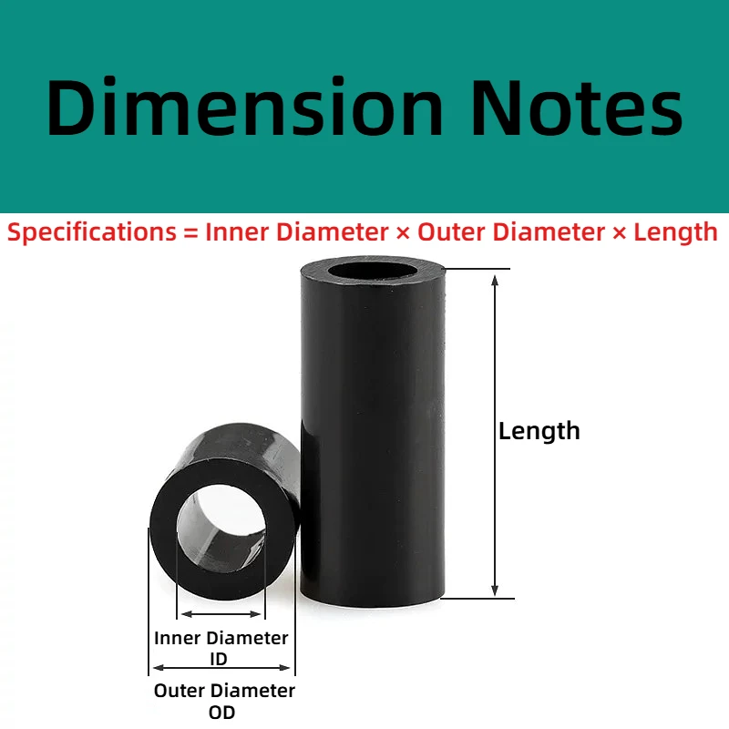 M2.7 M3.2 M4.2 M5.2 Black Non-Threaded Hollowed Nylon Spacer Round Standoff Washers High-temperature And Wear-resistant