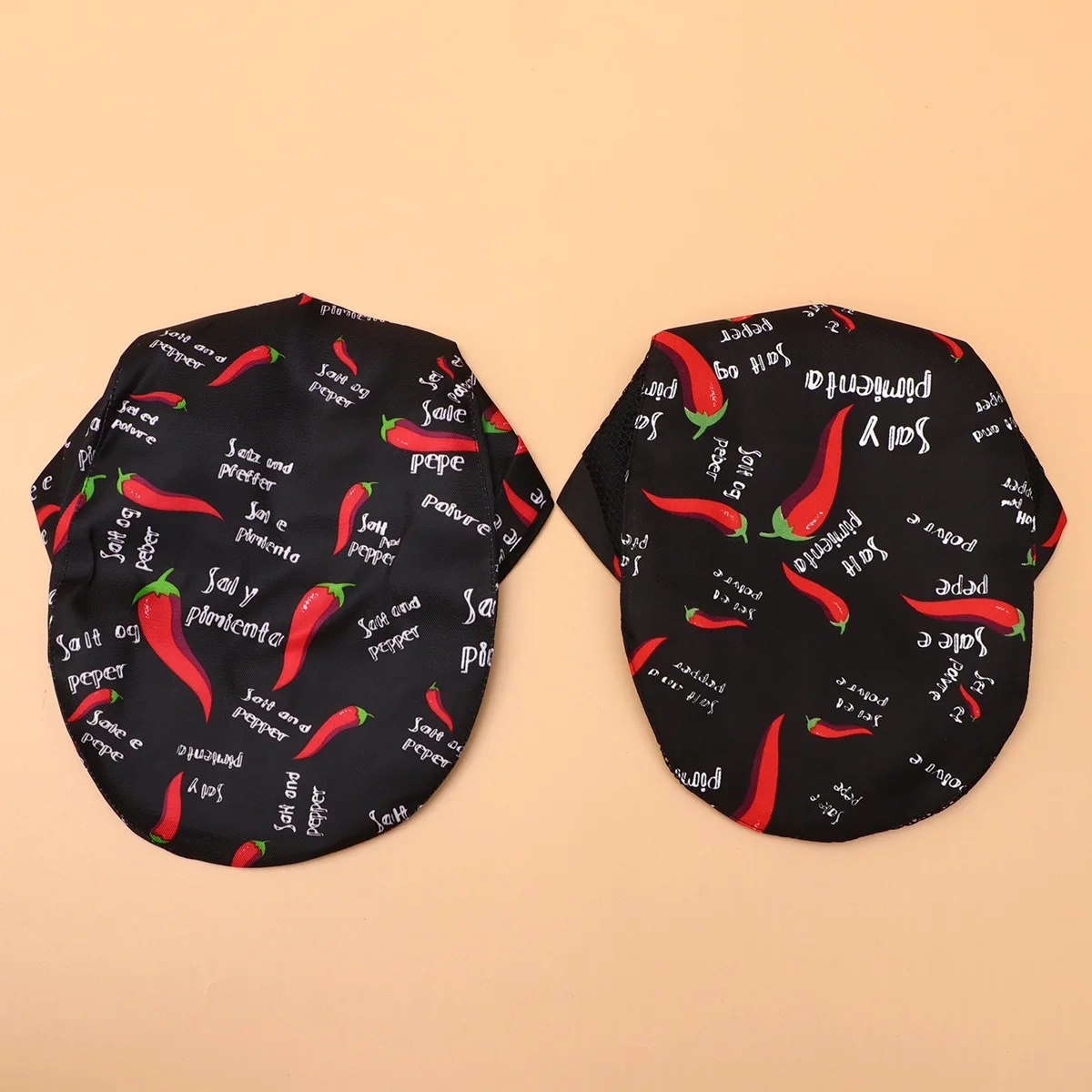 หมวกทำงานร้านอาหาร 2 ชิ้น หมวกเชฟ หมวกพนักงานเสิร์ฟ หมวกทำอาหาร ลายทางสีดำ