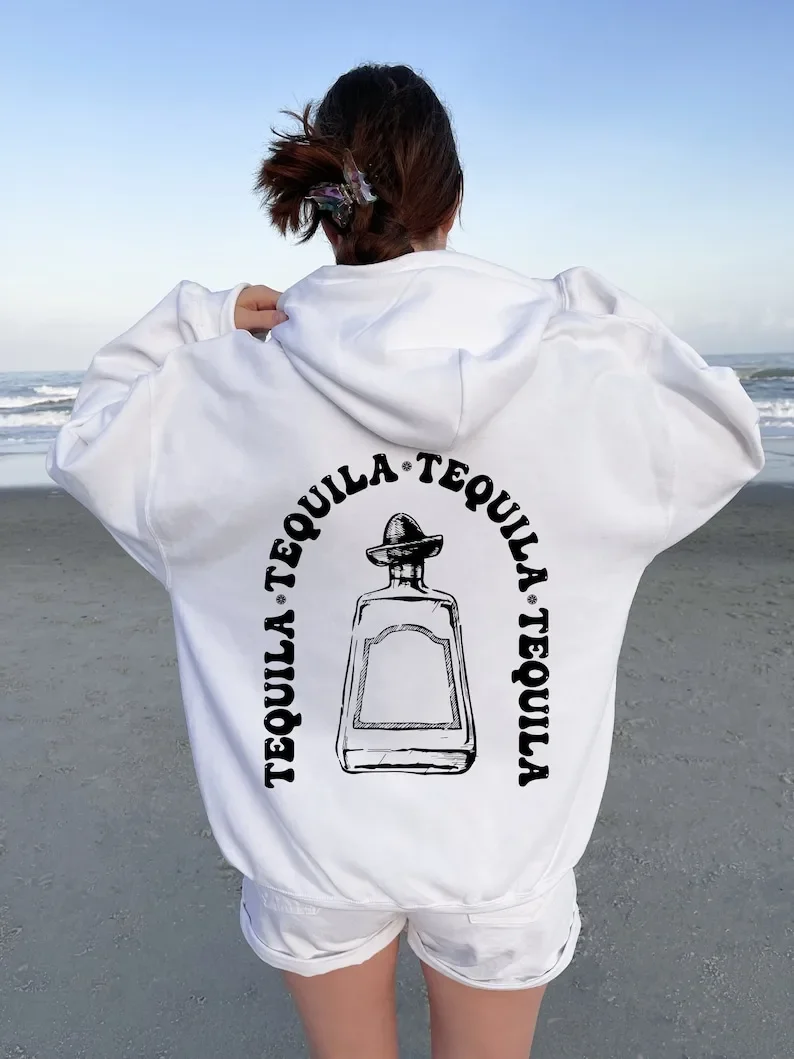 

Trendy Tequila Sweatshirt Women Aesthetic Hangover Hoodie College Party Best Friend Gifts Spring and Autumn Outdoors Clothes