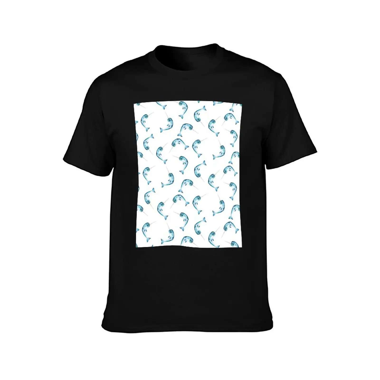 Narwhal, Cyan T-Shirt Active Sports Short Sleeve Cotton Shirt T-Shirt