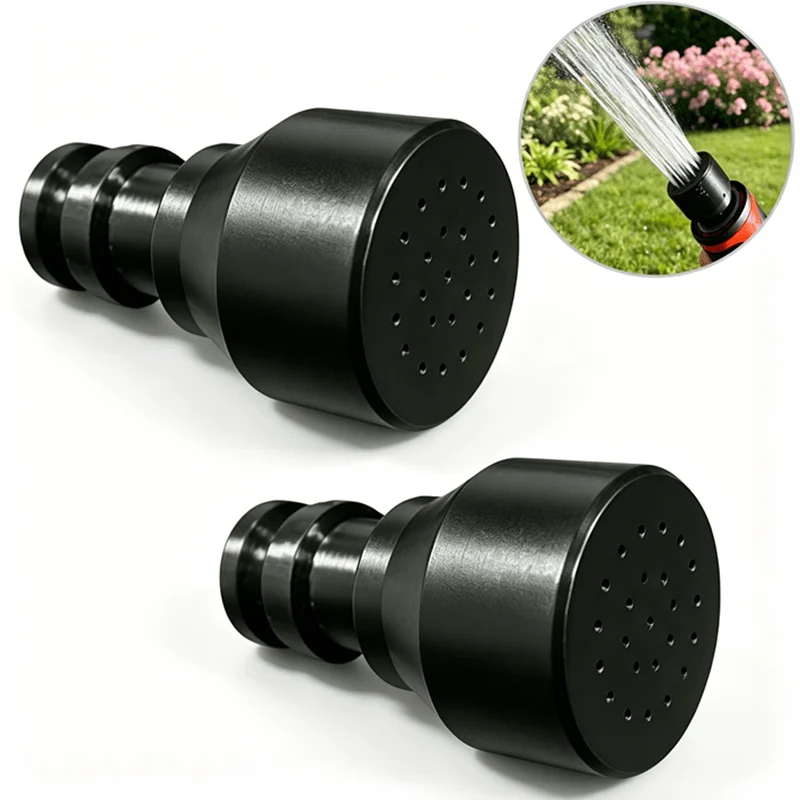 2Pcs Multifunctional 3D‑Printed Black Hose Nozzle Stable Inner Passage for Garden Watering Car Washing Yard Use