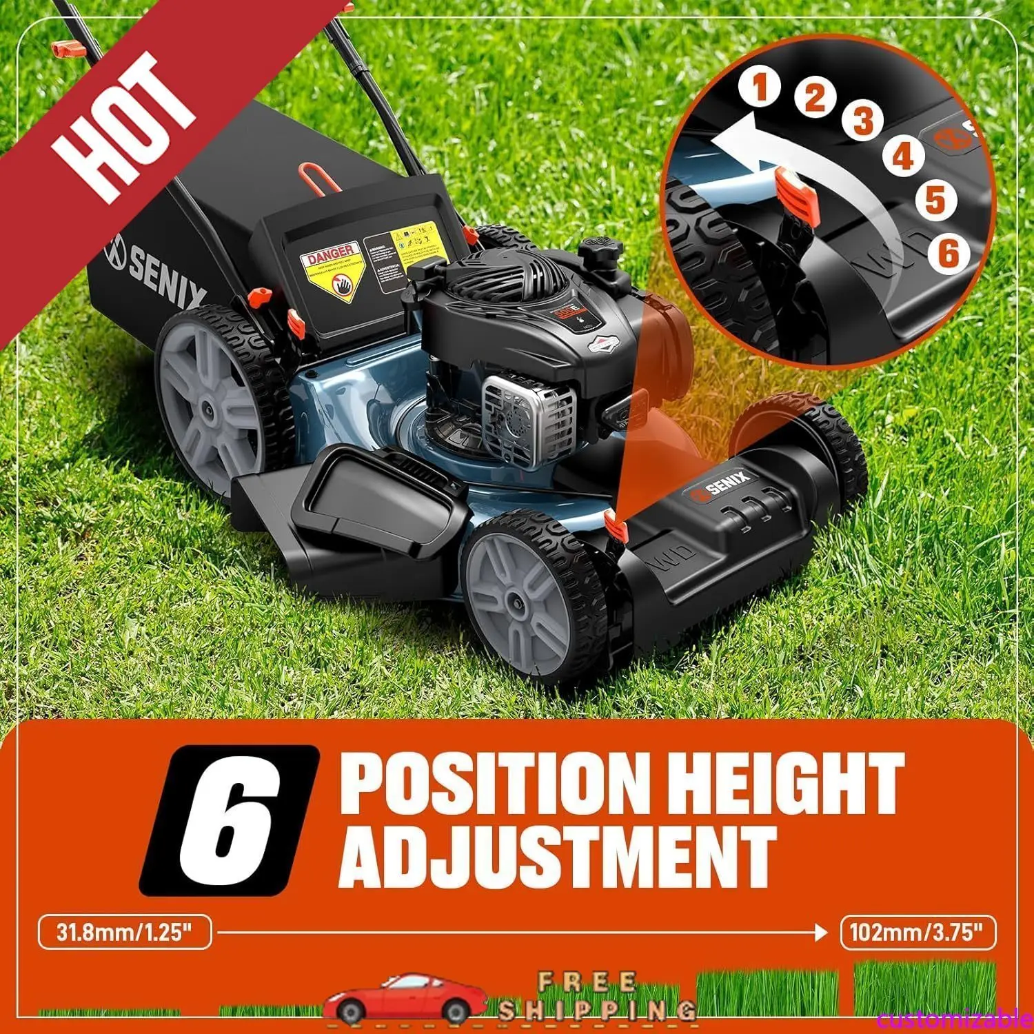 

Customizable LSSG-M9 21-inch Gas Self-Propelled Lawn Mower - 140 cc 4-Cycle Briggs & Stratton Engine, Bagging, Mulching