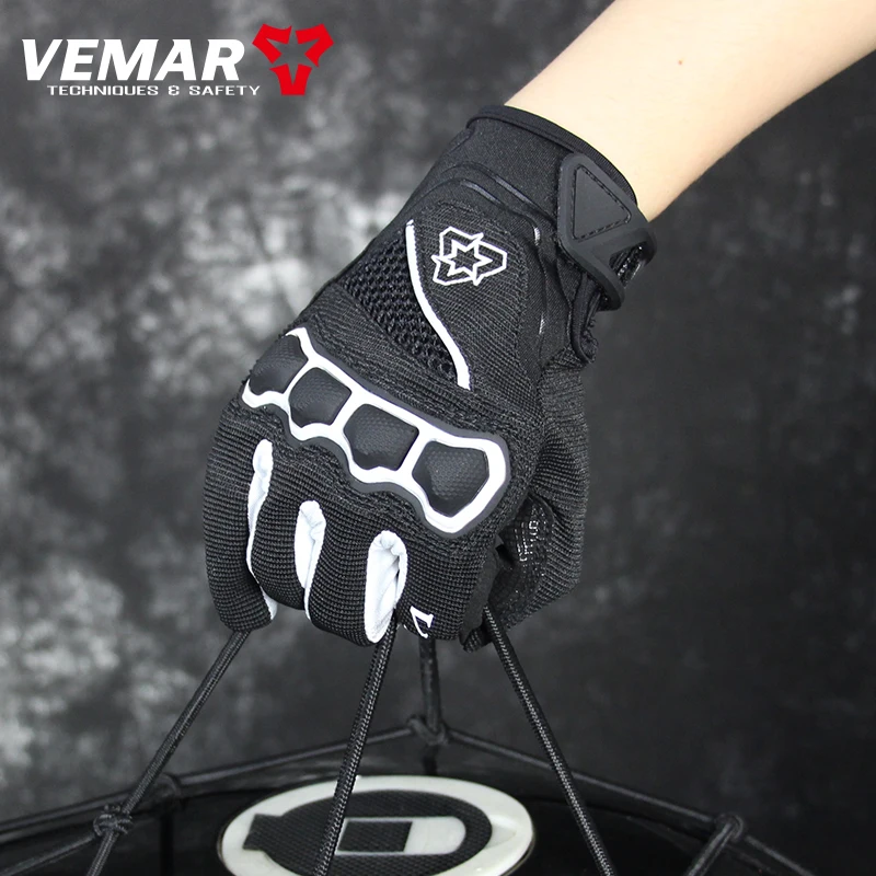 VEMAR-Gants de moto respirants unisexes pour hommes et femmes, mitaines coordonnantes, longs doigts, VTT, vélo de route, moto, quatre Femmes MX Dirt