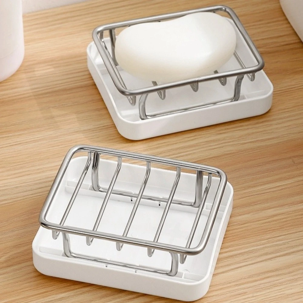 

Durable Japanese Style Double-Layer Soap Box Rustproof Stainless Steel Soap Drain Box Household Soap Storage Rack Hotel