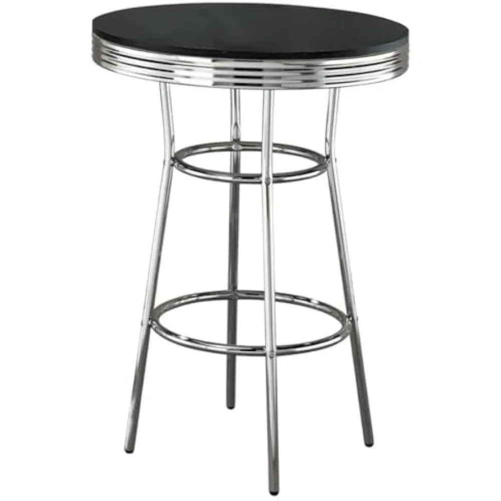 

Retro Round Bar Height Bistro Table, Diameter, Top with Trim, Soda Fountain Style