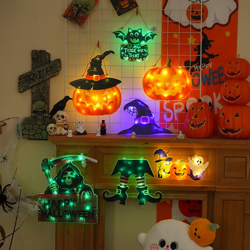 

New Best-Selling Halloween Decorative Lights Ghost Scythes Hanging Atmosphere Lights Christmas Pumpkin Lanterns Festival Gifts