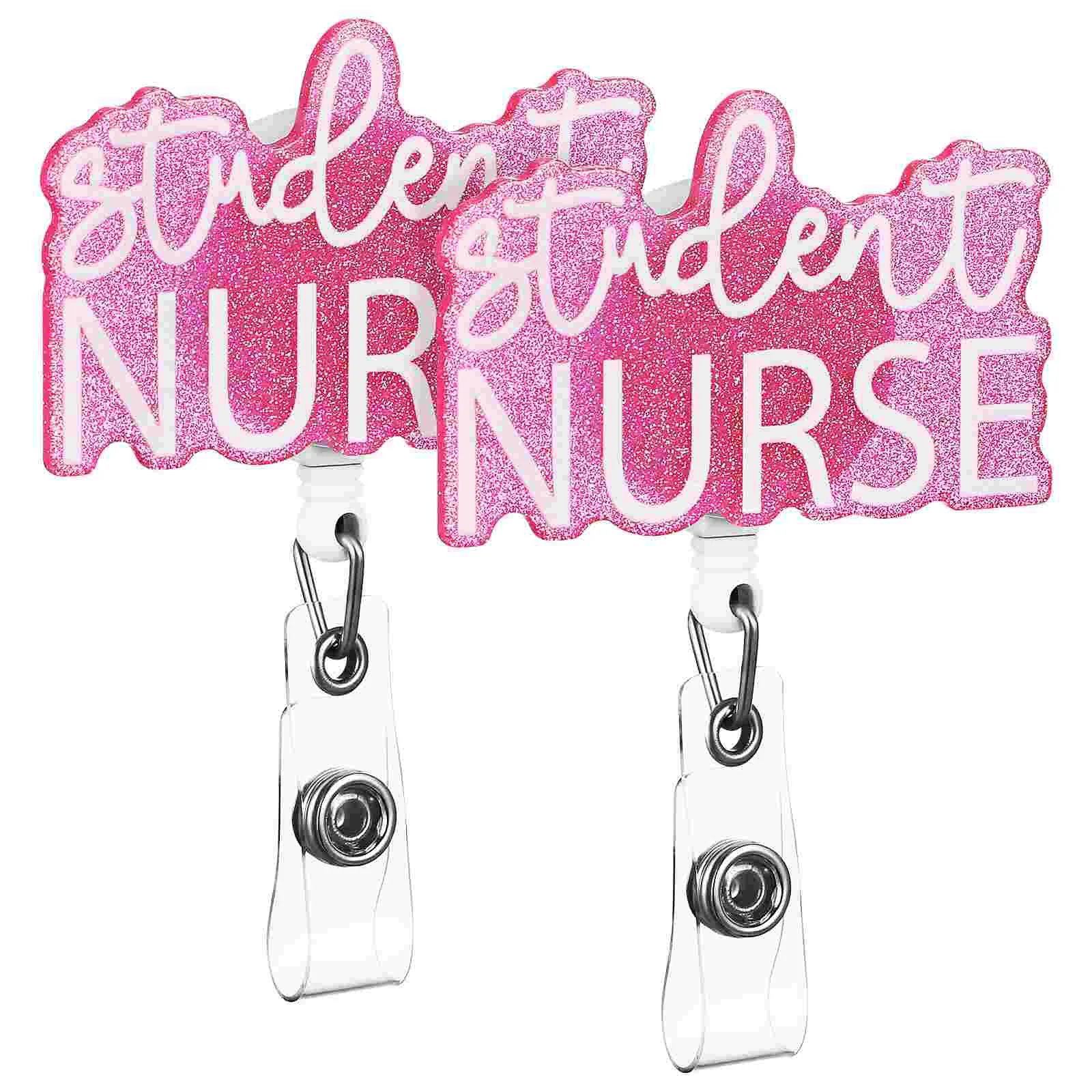 2 Pcs Badge Clips Retractable Name Doctors Holders Acrylic Work Reels for Nurses