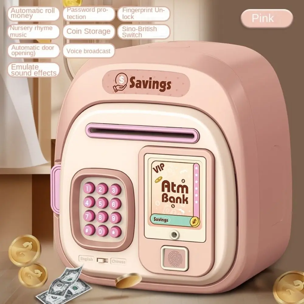 Bloqueio de senha automático roll-up poupança banco impressão digital-protegido lembrete de voz inteligente caixa de depósito de dinheiro caixa de armazenamento