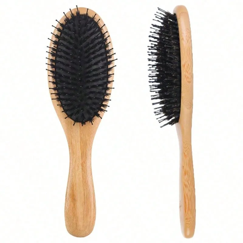 

Oval Air Cushion Paddle Hair Brush, Mixed Boar & Nylon Bristle Scalp Massager, Anti-Frizz Detangling Comb For Thick Curly Thin Long Wet Dry Hair, Distribute Natural Oil Boost Hair Shine For Women Men Kids Daily Salon Hair Care