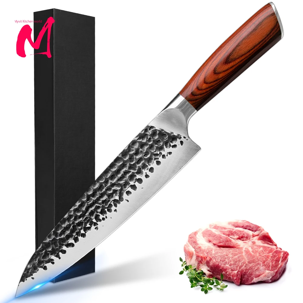 Cuchillo de Chef forjado de alto carbono, cuchillo de cocina profesional japonés, carne, pescado, fruta, carnicero, Machete, herramienta de cocina afilada y duradera