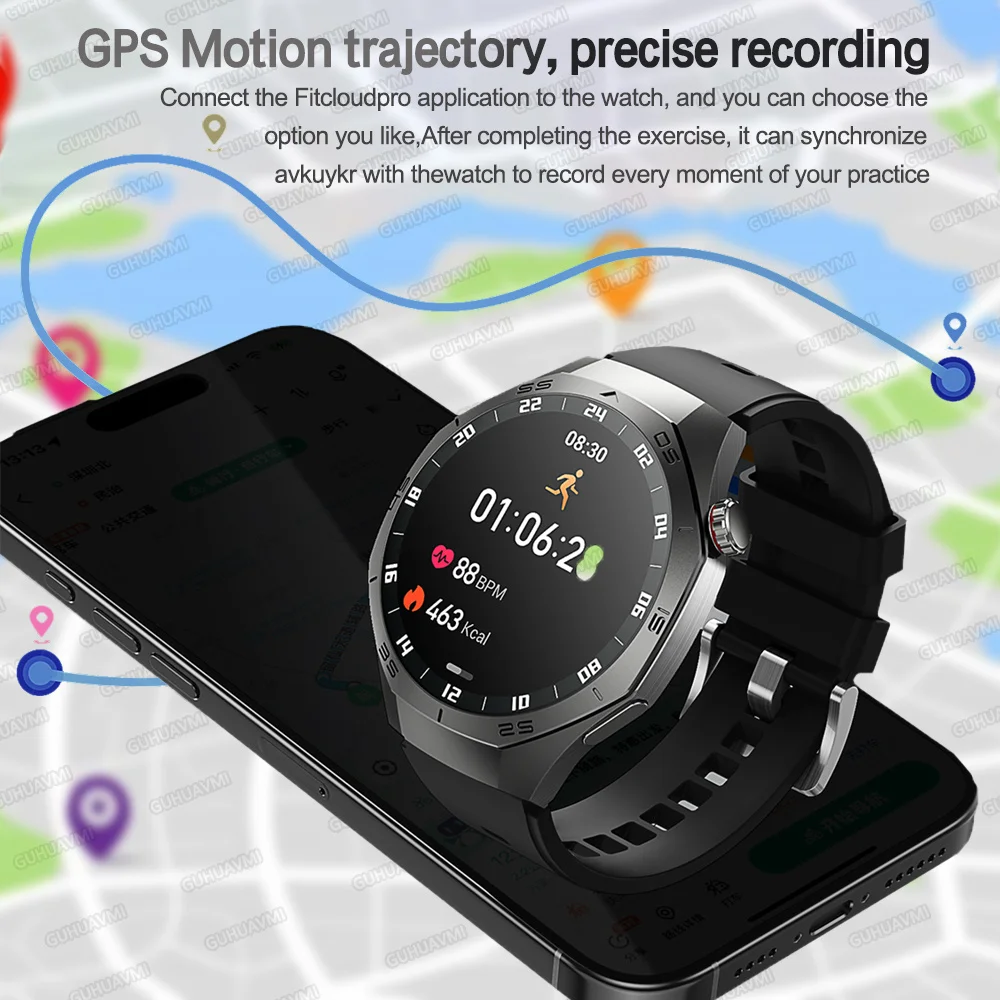 

Smart Watch Men 1.52" AMOLED Screen GPS Track Heart rate Bluetooth Call Waterproof Sports Man Smartwatch 2025