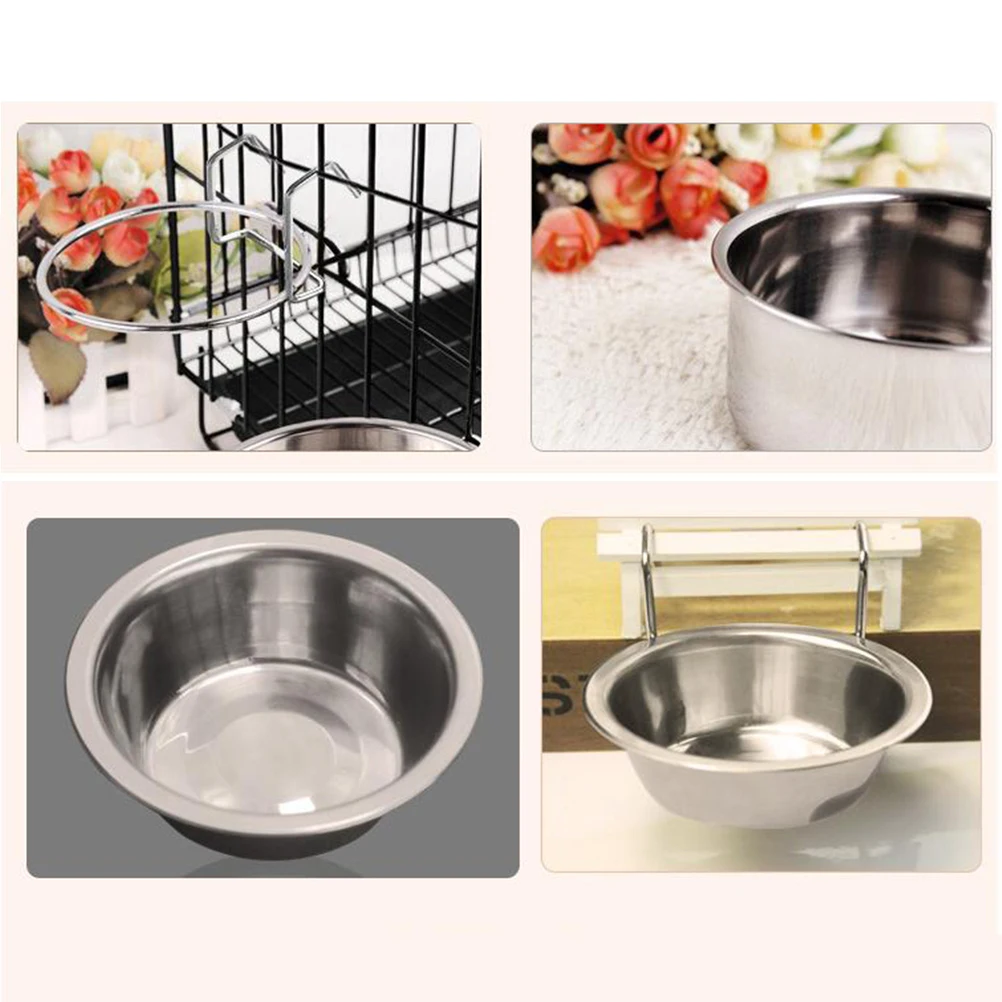 

Hanging Dog Bowl Bird Cup Pet Food Water Coop Stainless Steel Parrot Feeding Dish Kennel S M L Size Resists Rust Cracks
