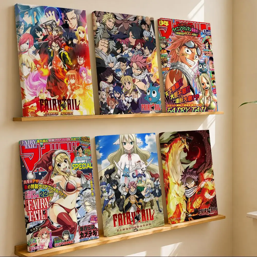 Magical Anime F-Fairy Tail Framed Wall Painting Canvas Art Poster with Solid Wood Frame for Living Room Home Decor
