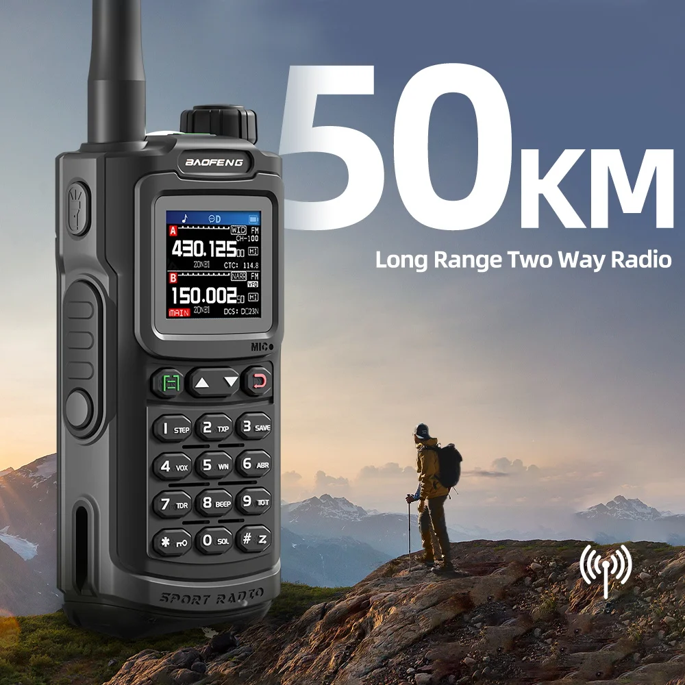 Baofeng P90 Pro Talkie Walperforé Longue Portée Portable 2023 Canaux Ham Radios FM UHF VHF Charge USB-C Radio 2 Voies Étanche 1000