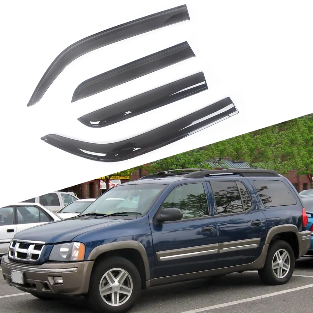 For Isuzu Ascender 2003-2008 Auto Side Window Wind Deflectors Visors Black Rain Guard Door Visor Vent Shade Dark Smoke Ventvisor