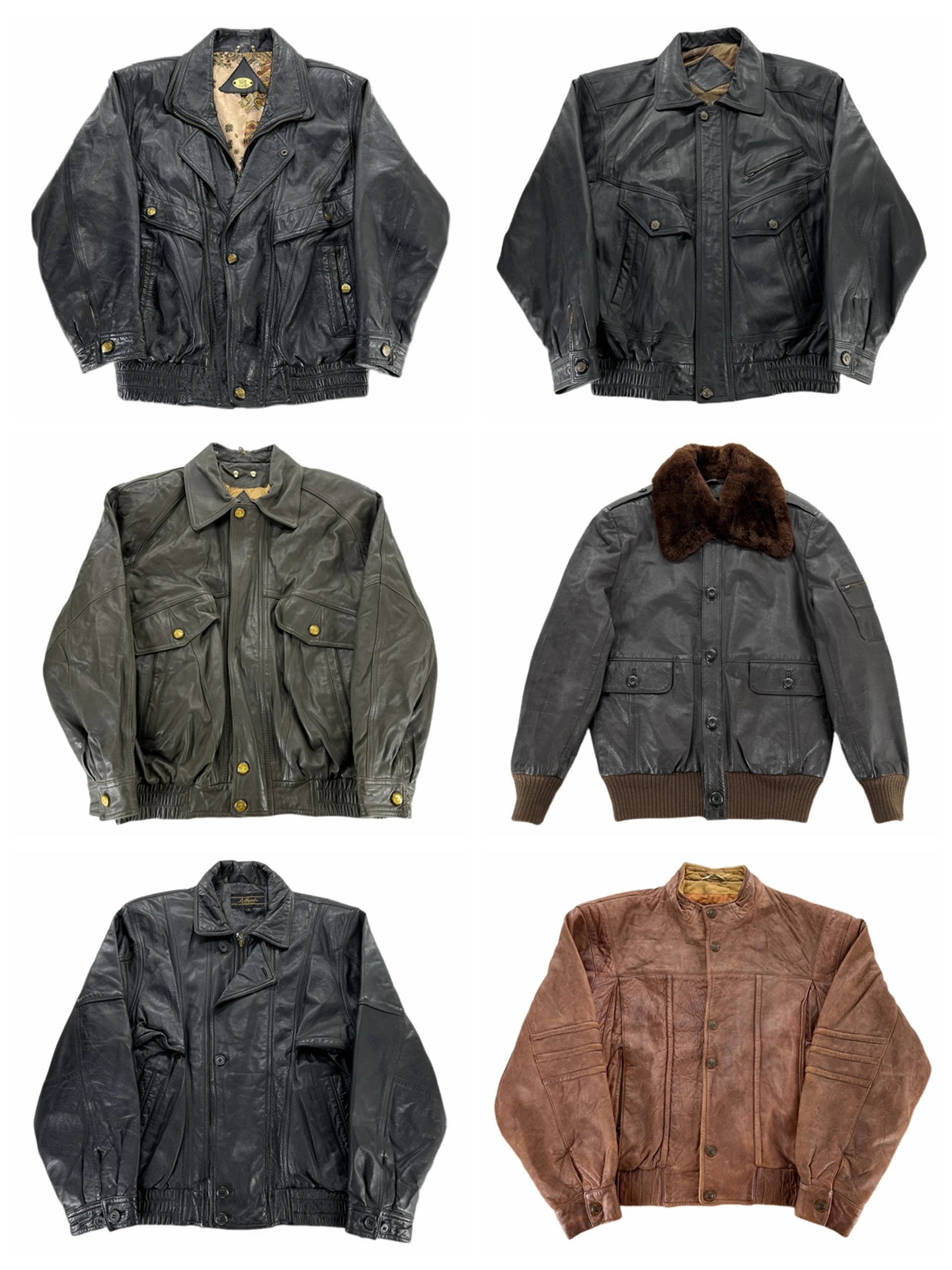 

Vintage Leather Jaet Motorcycle Workwear Faux Leather Autumn Winter Coat Wrinkles Multket Stand Fit Youth Trend