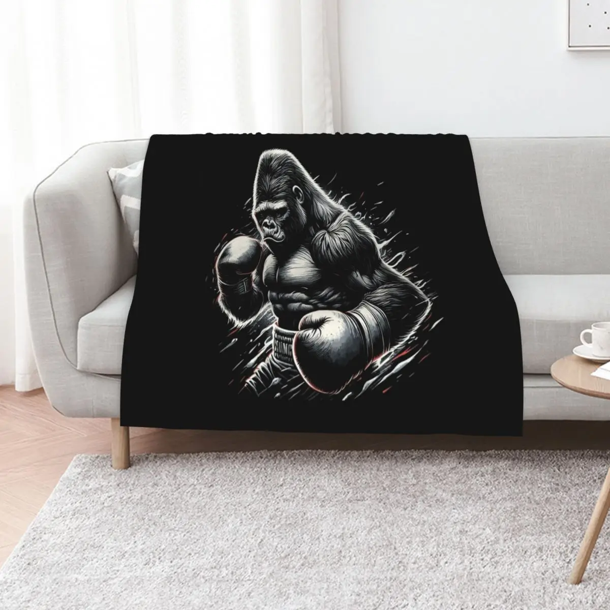 Gorilla boxer fighter boxing gift Throw Blanket funny gift Sofa Throw Heavy for winter Stuffeds valentine gift ideas Blankets