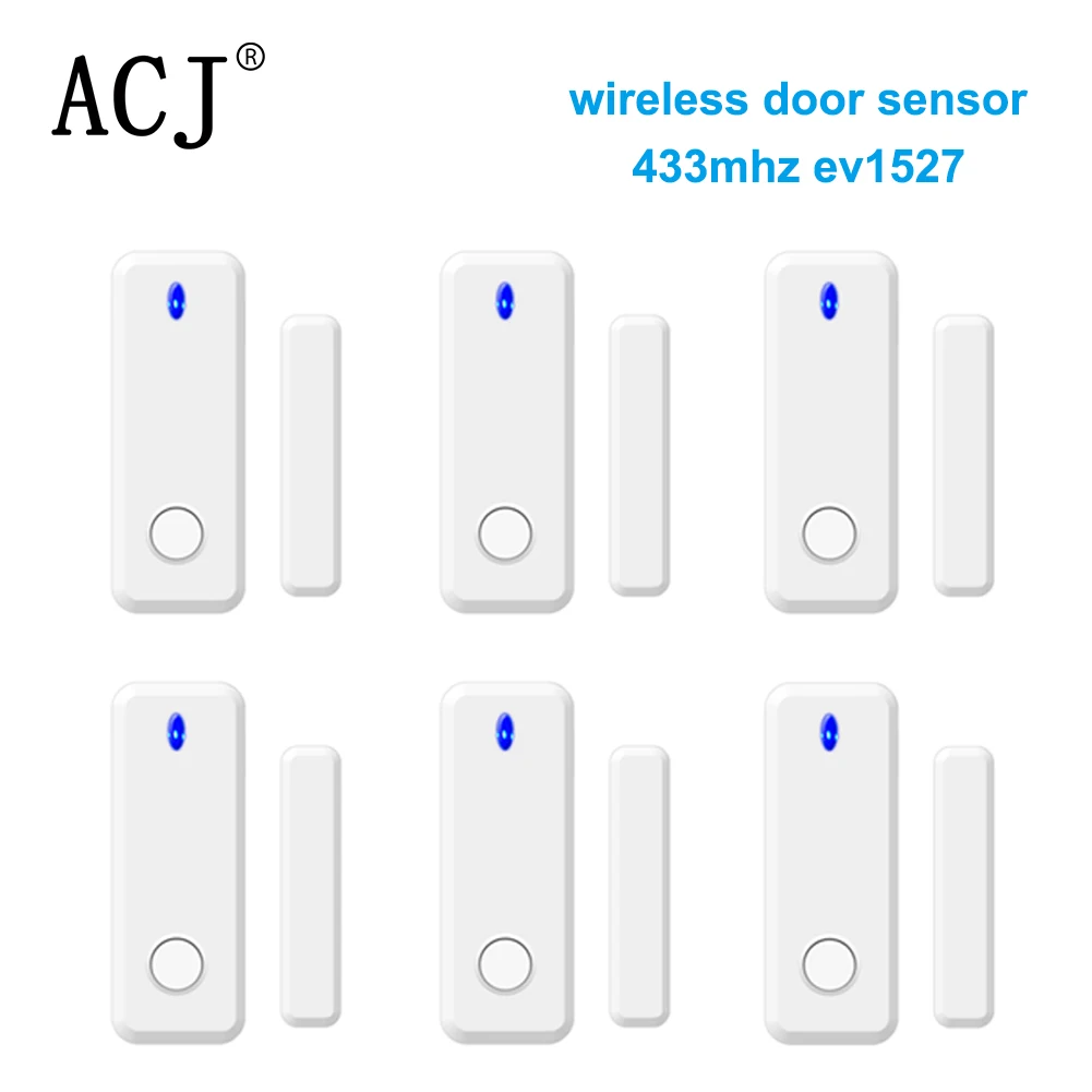 ACJ-Capteur magnétique sans fil pour porte fenêtre, 433MHz, système d\'alarme domestique, notification d\'application, alerte, détecteur de fenêtre