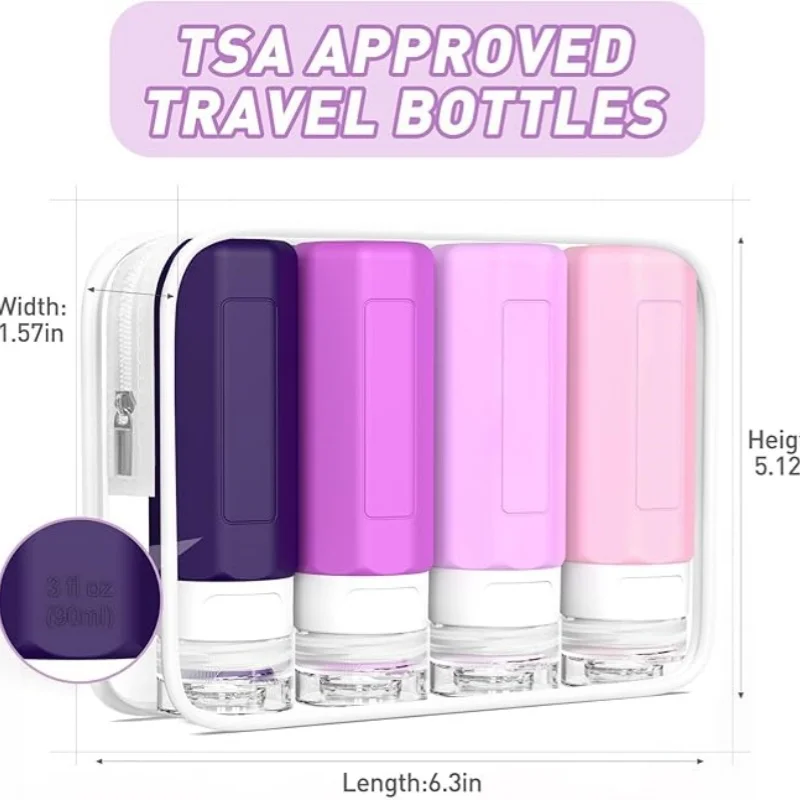 90 مللي/مجموعة سيليكون السفر متعدد الألوان زجاجات مستحضرات التجميل حاوية فارغة مانعة للتسرب إعادة الملء زجاجة لغسول مكيف الشامبو