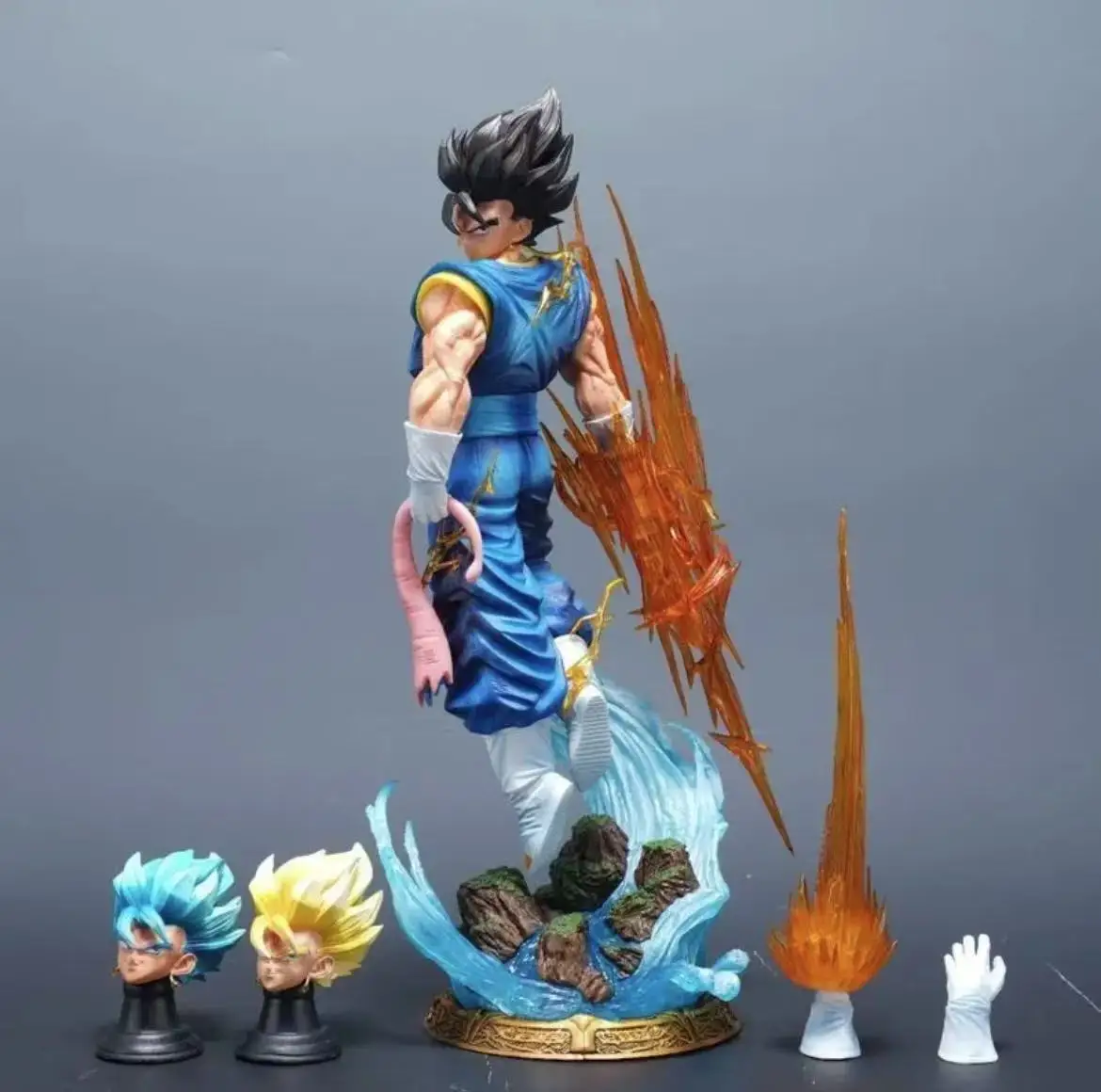 40 cm/15.75 inch Dragon Ball Z Vegetto Figuur 3 Heads Vervangen Super Saiyan Action Figure Gk Standbeeld Collectie model Speelgoed Geschenken