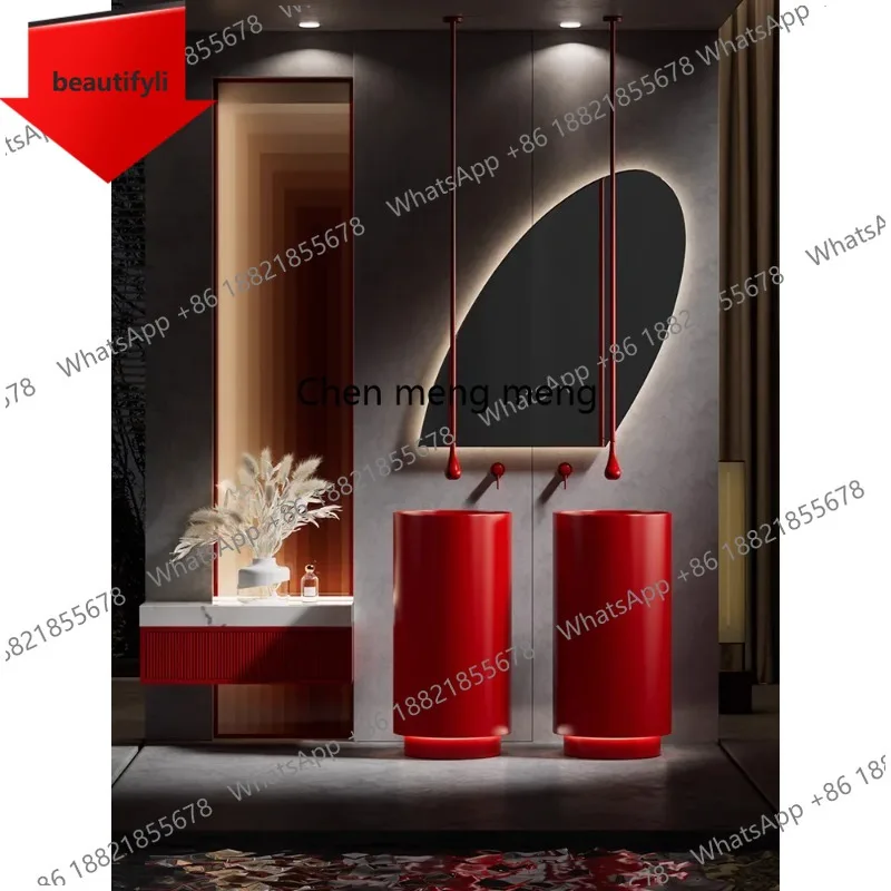 

A46 Умывальник для ванной комнаты из нержавеющей стали в скандинавском стиле, высококачественный напольный интегрированный круглый умывальник GN698ZX