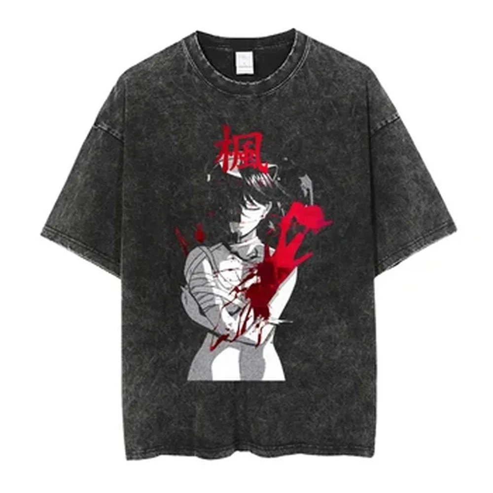 Elfen Lied Lucy Manga Graphic T-shirt Vintage Washed Oversized T Shirt Men's Women's Clothing Pure Cotton Soft Short Sleeve Tees