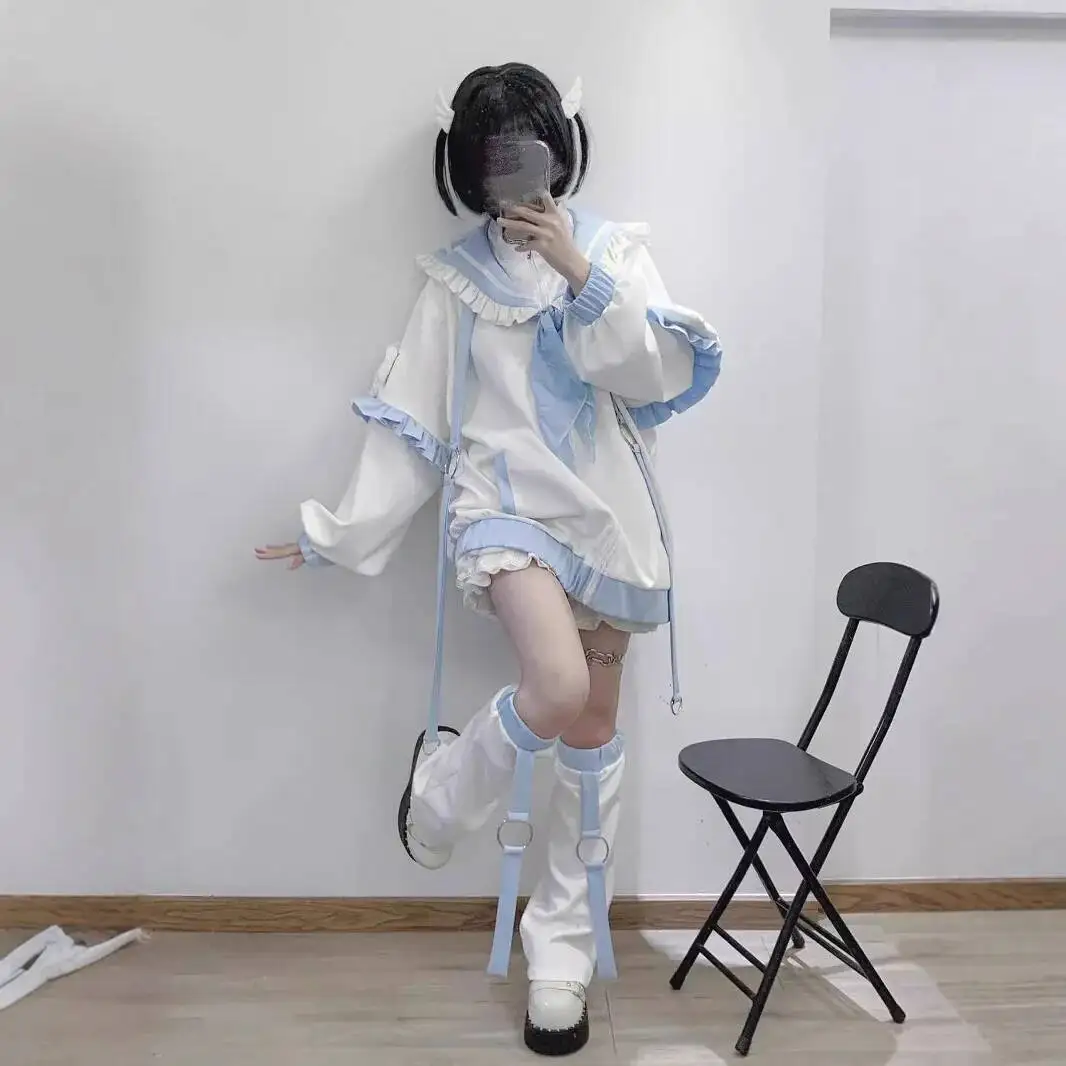 

Новый тематический дизайн Mine, мягкая куртка с воротником темно-синего цвета для девочек, женский милый кардиган с крыльями субкультуры, топ