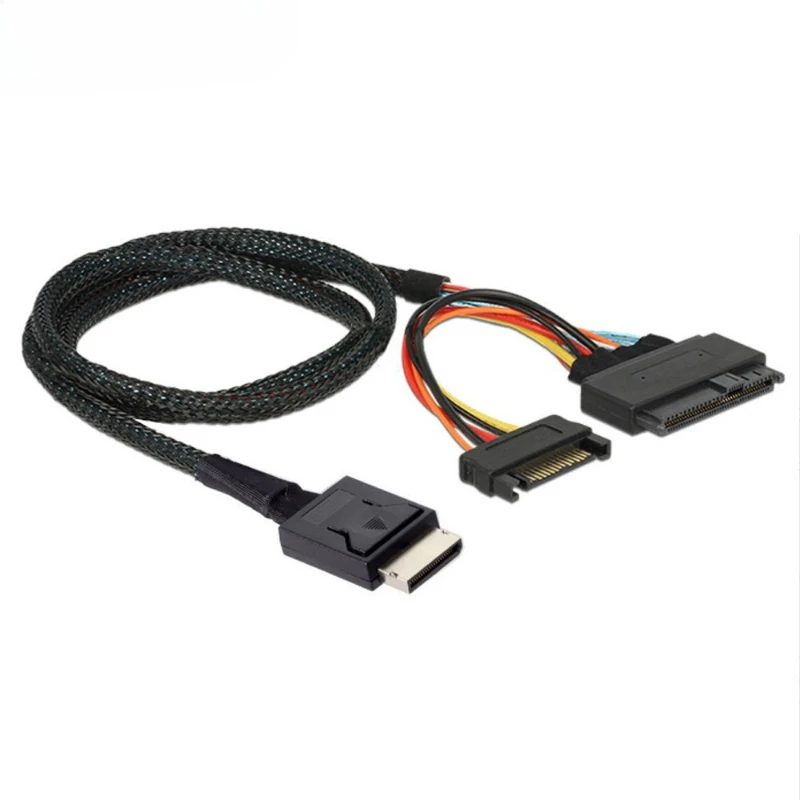 

Gen 4 Oculink SFF-8611 4I To PCIe SFF-8639 U.2 NVMe with SATA 15P Male Power Server Cable 85-Ohm