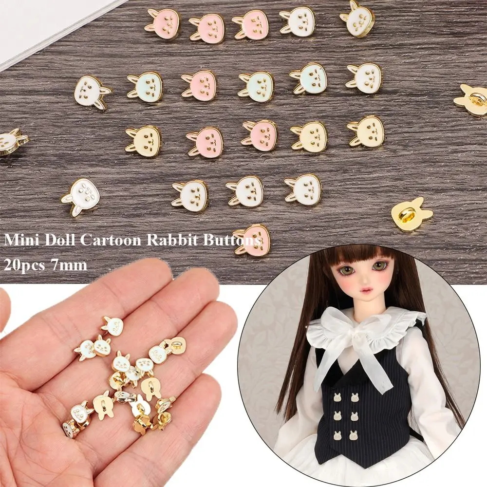 20pcs 4 Colors Mini DIY Ultra-small Buckle Doll Rabbit Buttons Doll Belt Buckles 1/6 Dolls Clothing