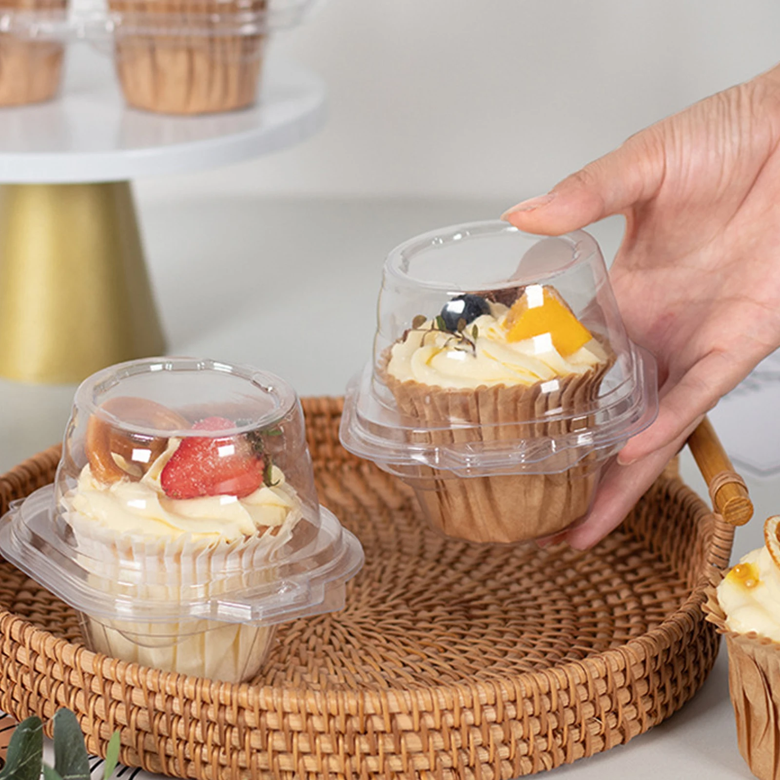 

50 Pcs Cups Baking Supplies Thick Material Waterproof Airtight Dessert Boxes Pastry Packing Containers Baking Supplies