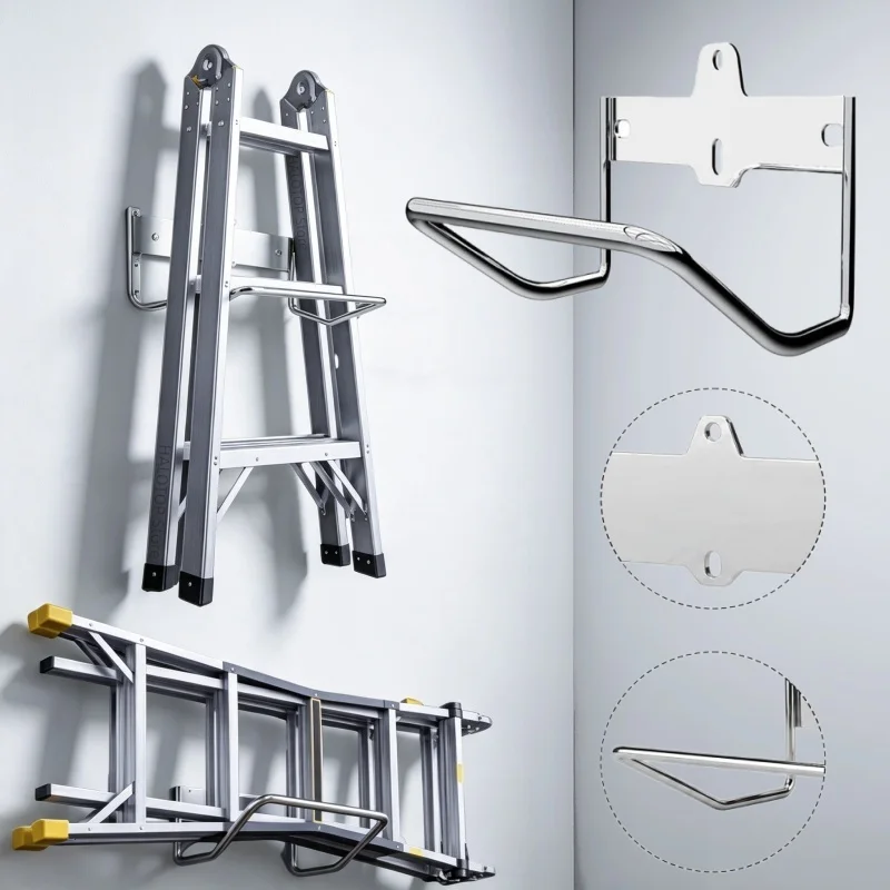 Garage Wall Ladder Rack Hanger,Heavy Duty Wall-Mounted Ladder Hooks,Wall Organizer Use for Ladders,Strollers,Folding Chairs,Tool