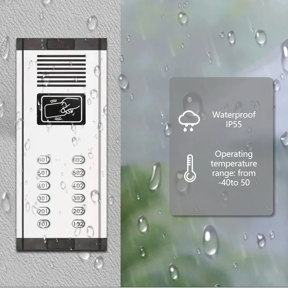 Apartamento Intercom System Extension Set, interfone não visual para 12 usuários, interfone de 3 linhas para apartamento