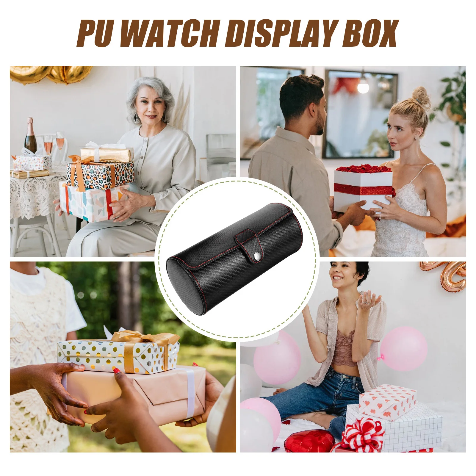 

Watch Box For Men Small Portable Pu Travel Case Watch Display Storage Holder Jewelry Organizer Gift For Him