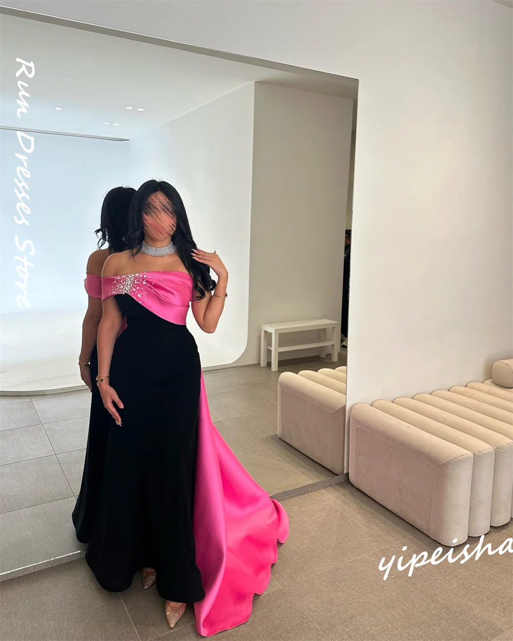 Customized Fashion One-shoulder Sheath Sweep/Brush Quinceanera Dresses Rhinestone s Formal Occasion Gown 롱원피스 robe femme soirée