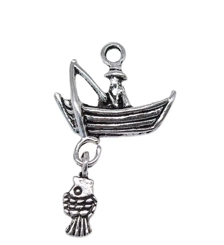 

15pcs 17x29mm,hole:1mm Vintage Alloy metal tibetan silver color fishman pendant HWG1714