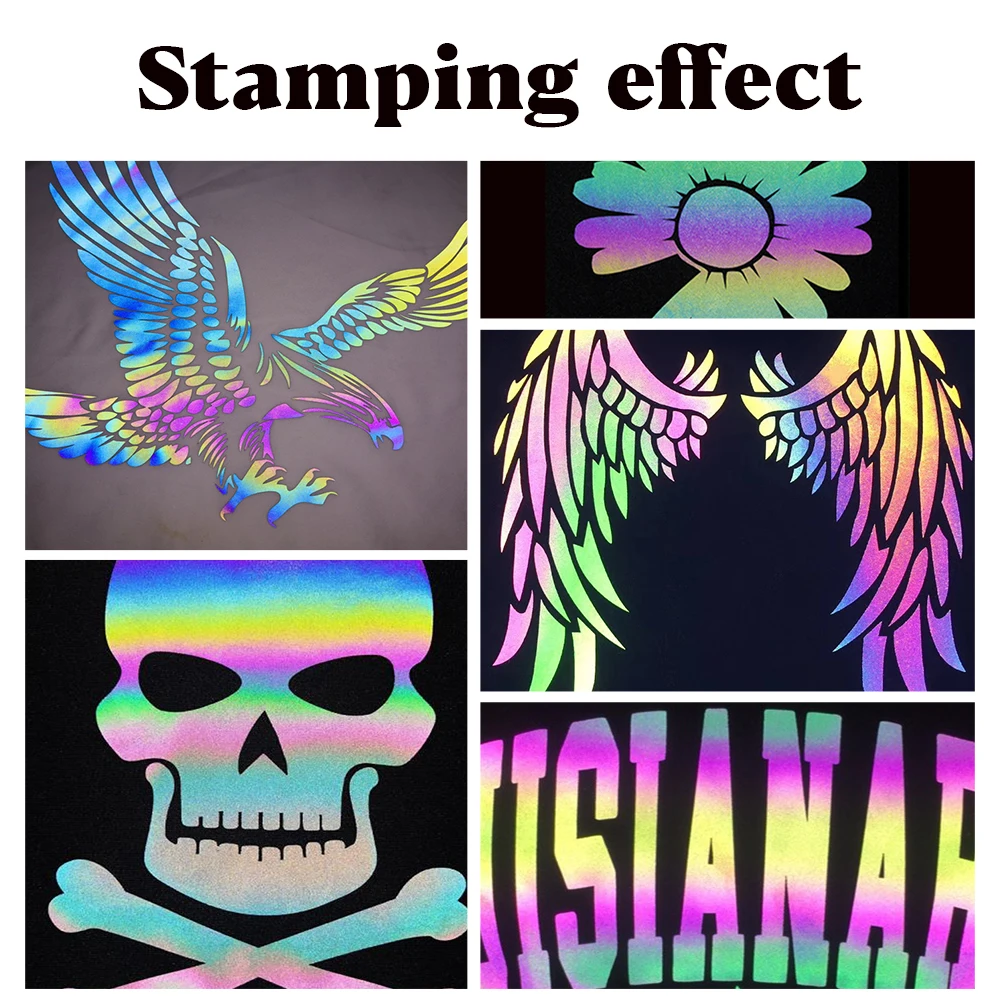 10 шт., дюйма x дюйма, цветной отражающий виниловый материал HTV, яркая пленка, горячая фотография, легко разрезается