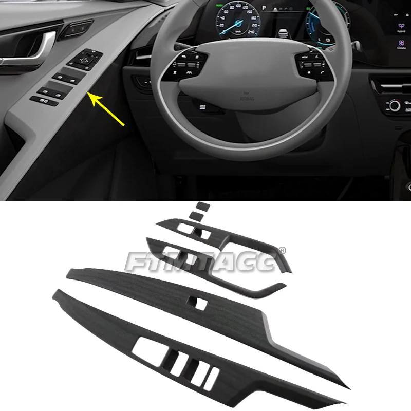 For KIA NIRO 2022 2023 ABS Wood Color Interior Center Console Gear Armrest Box Panel Air Vent Outlet Cover Trim Stickers
