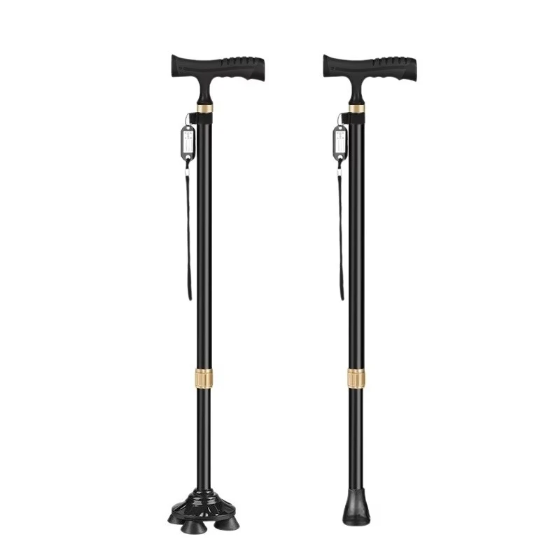 

Выдвижные костыли двойного назначения из алюминиевого сплава с клеем, вращающаяся на одной ножке, четырехногая трость для пеших прогулок пожилых людей