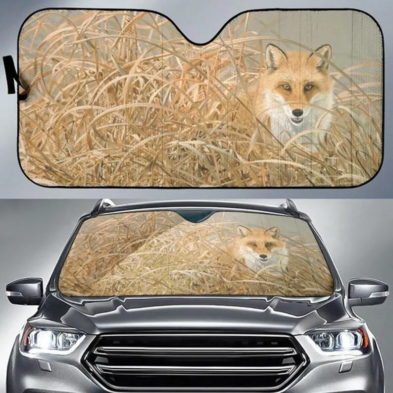 

car sunshade fox animal accessories decoration gift front windshield put UV protection car sunshade