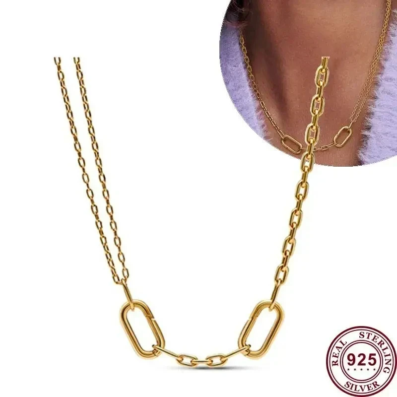 New hot selling S925 sterling silver exquisite ME series gold women's logo pearl ring chain necklace engagement DIY charm jewelr