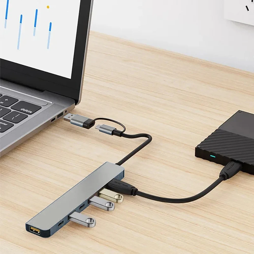 8 Port  USB 3.0 HUB USB C HUB Dock Station OTG Adapter 5Gpbs High Speed USB 3.0 2.0 Splitter 3.5 Audio for Macbook Pro Air
