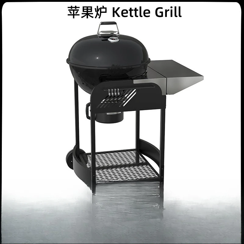 Cross-border High-end Trolley Apple Stove American Barbecue Dining Car Outdoor Thickened Round Barbecue Grill Multifunctional Ba