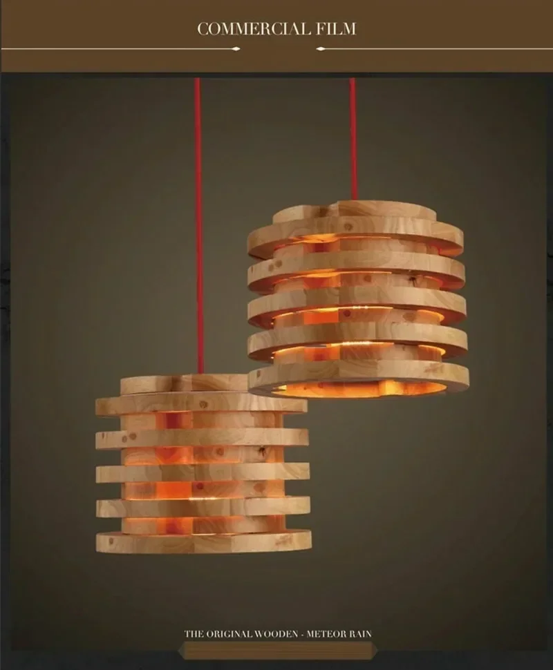 Round multi layer carving Northern Europe Wooden Lamp Vintage Restaurant Cafe Solid Wood Pendant Lights