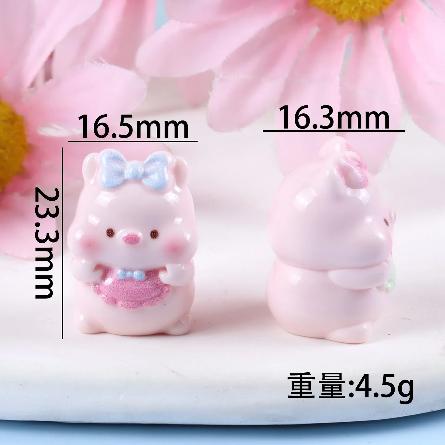 6PCS Mixed Cute Pig Resin Charms Flatback DIY Hair Accessories Phone Case Scarf Craft Supplies Blue Pink Yellow Green