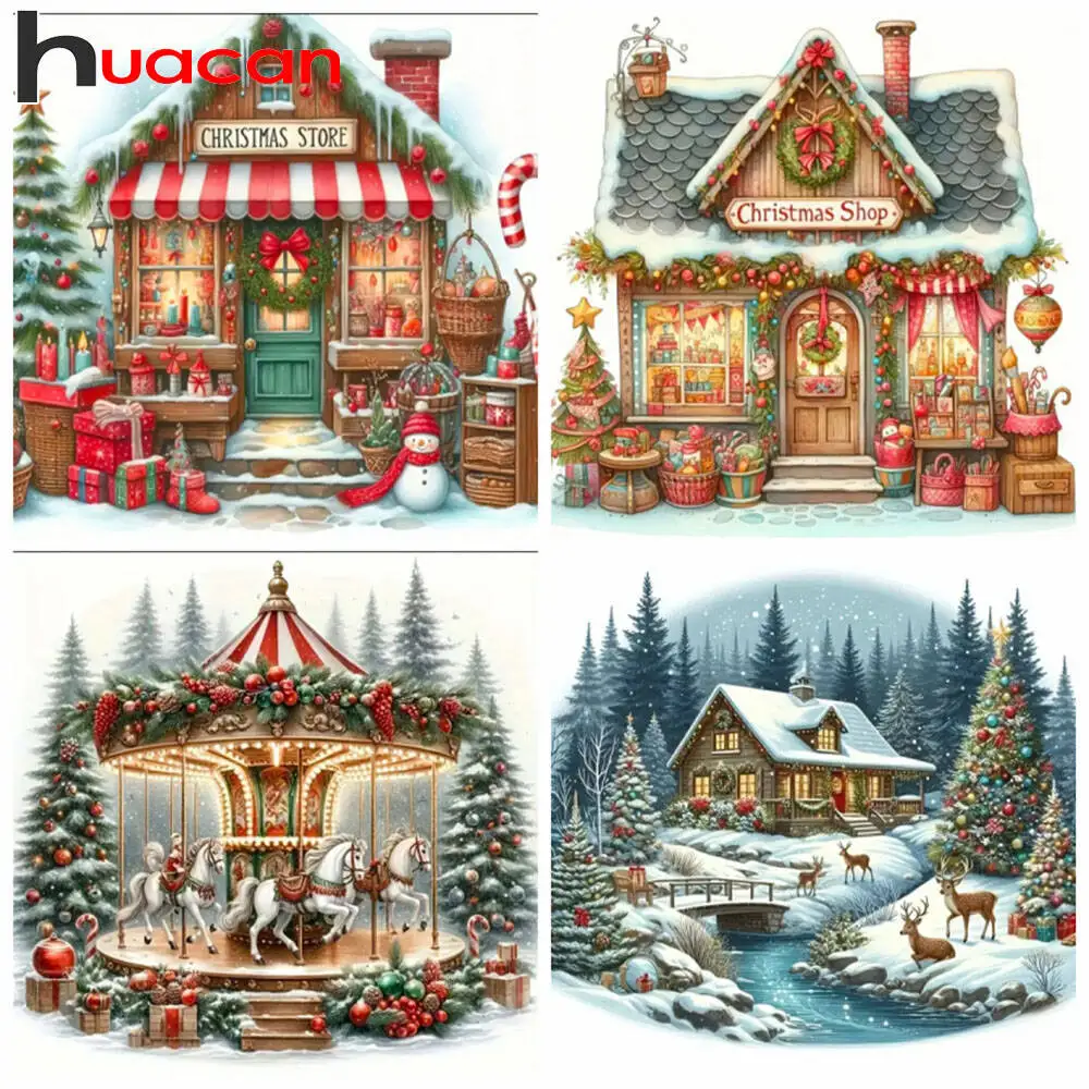 Huacan 2025 مجموعة جديدة لوحات الماس دولفين السماء الماس التطريز البحر الغروب فسيفساء لوحات الديكور الفنية